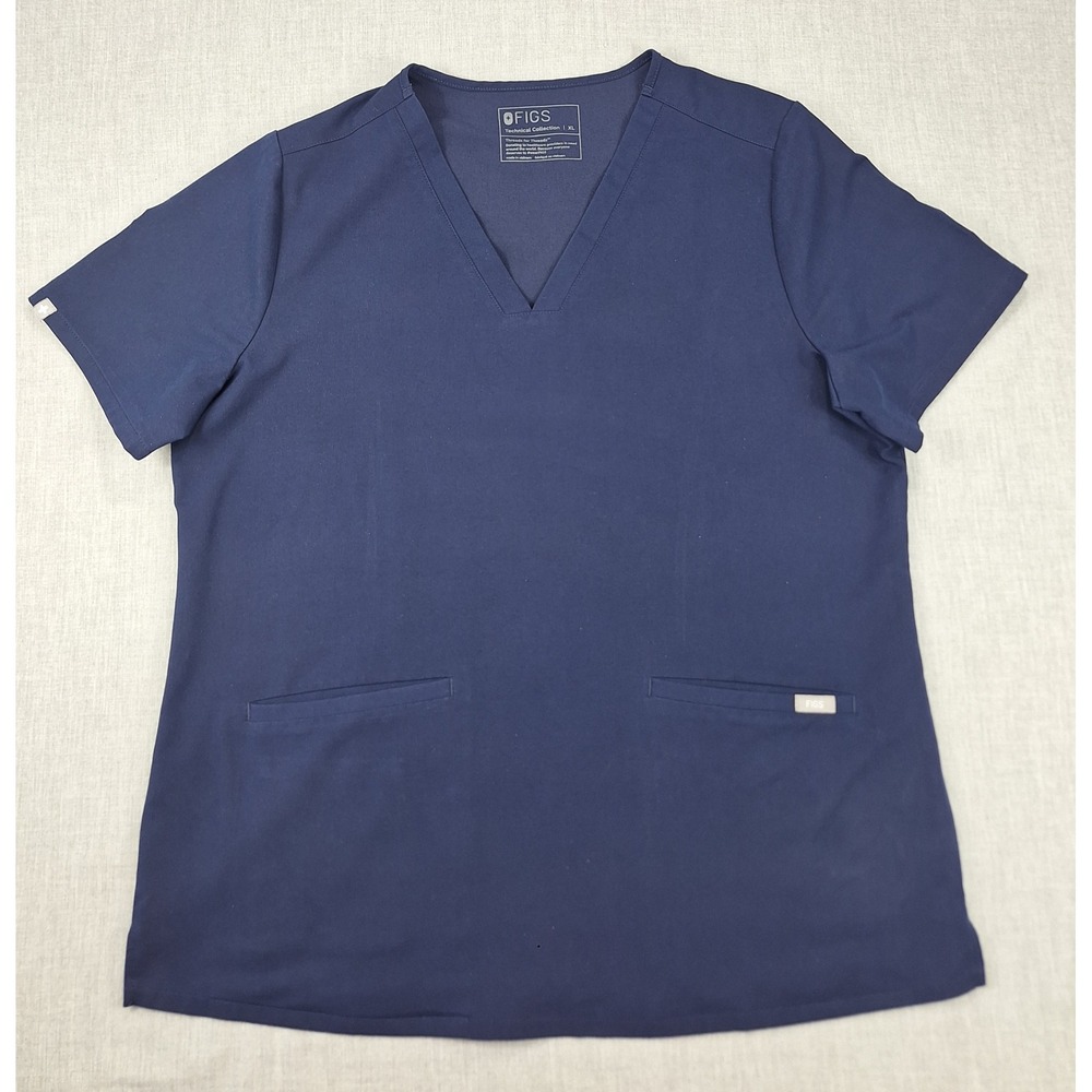 FIGS Technical Collection Navy Blue V-Neck Scrub Top XL FW1100 Short Sleeve